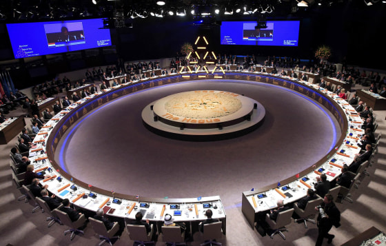 World leaders attend the opening session of the Nuclear Security summit (NSS) in The Hague on March 24. The Nuclear Security Summit on March 24-25, aimed at preventing nuclear terrorism, will bring together several world leaders.