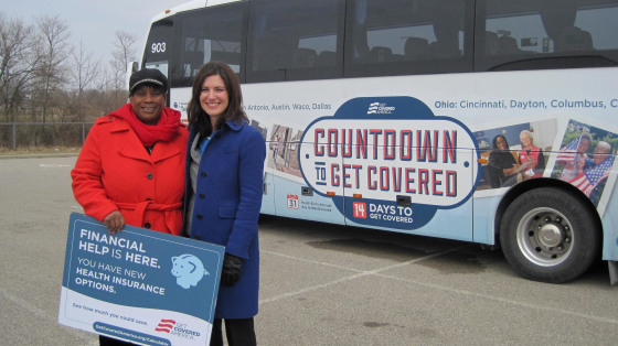 From left, Marjorie Mosely, organizer in Cincinnati for Enroll America/Get Covered America and Anne Filipic, president of Enroll America