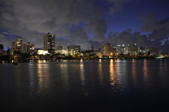 Image: A night view of the middle-upper class residential sector of Miramar in San Juan