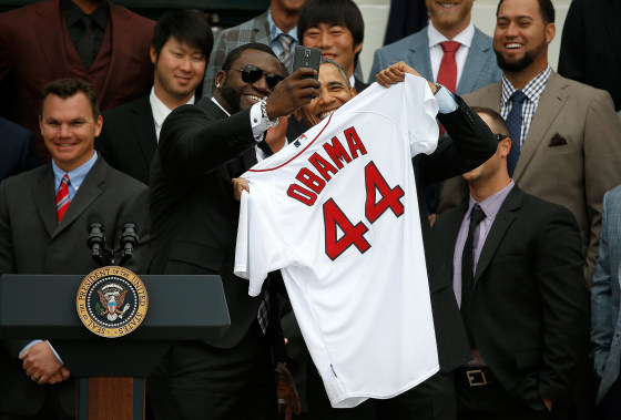 Image: Obama Welcomes World Series Champions Boston Red Sox To The White House
