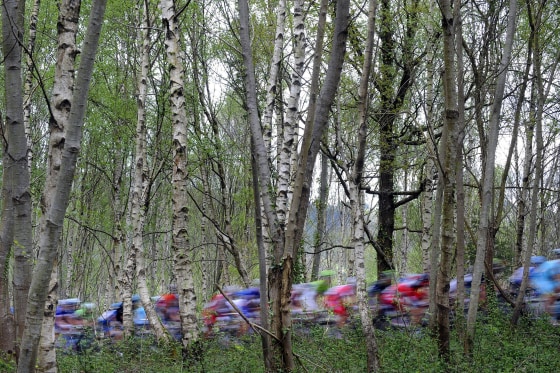 Image: The pack climb the Okorro hill in Lazkao during the first stage of the Tour of the Basque Country, a 153.4km ride around Ordizia, northern Spain, on April 7.