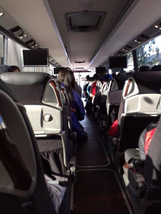 Photo taken inside a bus before it crashed near Orland, Calif.