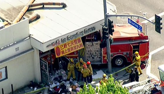 Image: A firetruck crashed into a restaurant in Monterey, Calif.
