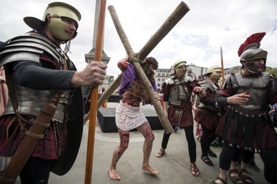 Image: Actors Perform The Easter Passion Of Jesus In Trafalgar Square