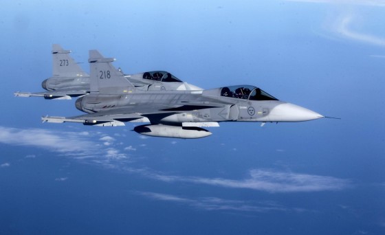 Image: Sweden's Air Force \"Grippen\" fighters