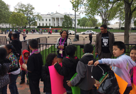 Image: Children participate in a protest at the White House demanding the return to the U.S. of immigrant parents who have been deported from the country on Wednesday April 23, 2014.