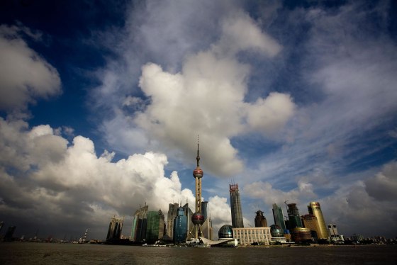 Clouds are seen over skyscrapers at the Lujiazui Financial District in Shanghai, China.