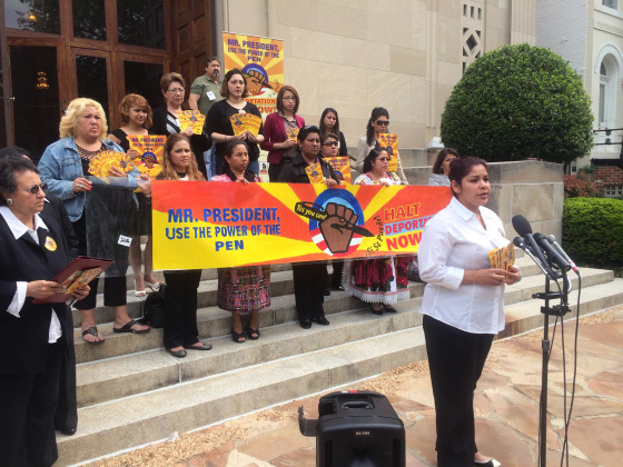 Image: A group of immigrant mothers urged President Barack Obama Wednesday to stop deportations and keep families together