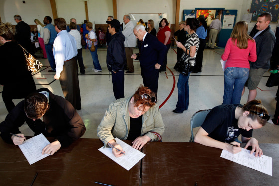 File photo of voters at the Briarcliff Elementary School in Clay County, Kansas City, Missouri. 