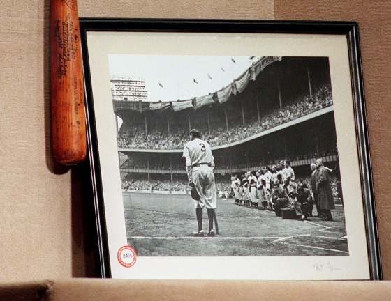 Image: A bat used by Babe Ruth as a cane in his final app