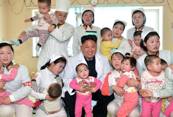 Image: North Korean leader Kim Jong Un meeting with children at a baby home and orphanage