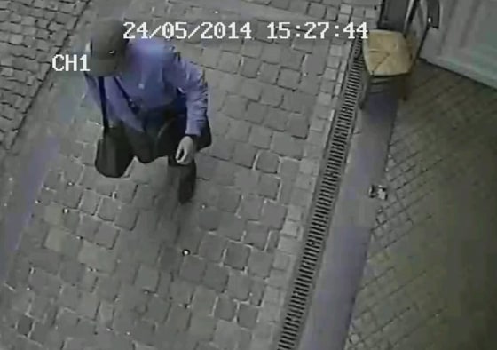 Image: A surveillance camera shows the suspected killer walking near the Jewish museum in Brussels