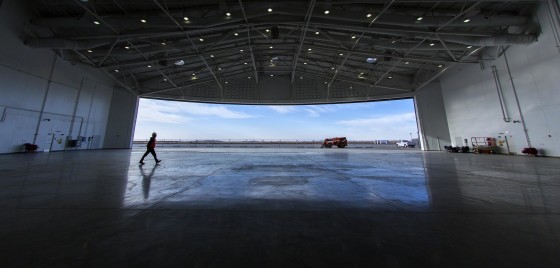 Image: Virgin Galactic leases Spaceport America's \"Gateway to Space\" building which houses a massive hangar which can house two WhiteKnight2 aircraft and between three to five SpaceShip2 vehicles