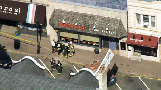 One person died and another was seriously injured after the floor of a popular New Jersey restaurant partially collapsed as workers were installing a staircase on May 30, 2014.