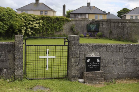 Image: The entrance to the site of a mass grave of hundreds of children who died in the former Bons Secours home for unmarried mothers is seen in Tuam, County Galway