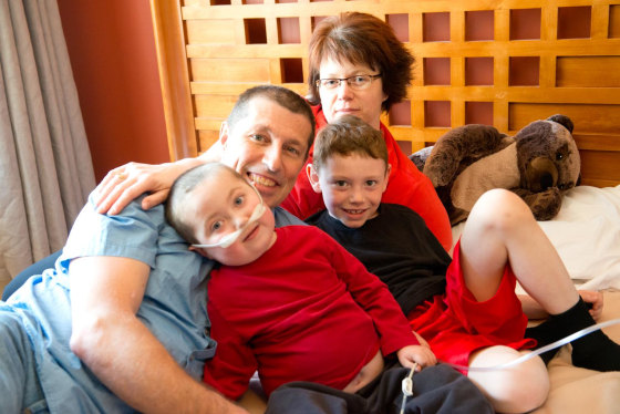 The Grimard Family: mother Angela and father Marc with their oldest son Matieu and their youngest son, Joel.