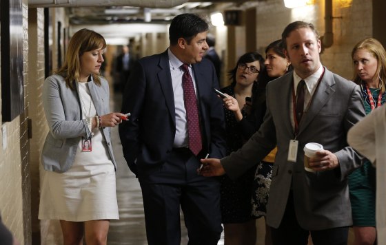 Image: U.S. Rep. Labrador talks to reporters at the U.S. Capitol building in Washington