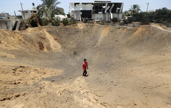 Israeli Airstrikes on Gaza City Leave Giant Crater