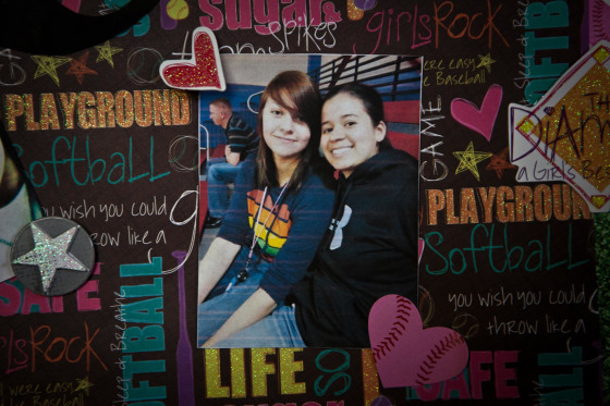 A poster depicting Kristene Chapa and her girlfriend Mollie Judith Olgin, at the Chapa residence on June 11, 2013 in Corpus Christi, TX.