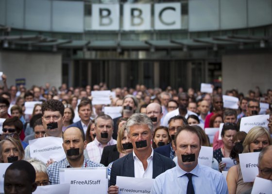 Image: Protests Against The Jailed Al-Jazeera Journalists