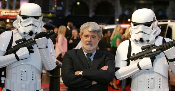 Image: Director/Producer George Lucas leaves the UK Premiere of 'Star Wars: Episode III Revenge of the Sith' at Leicester Square in London