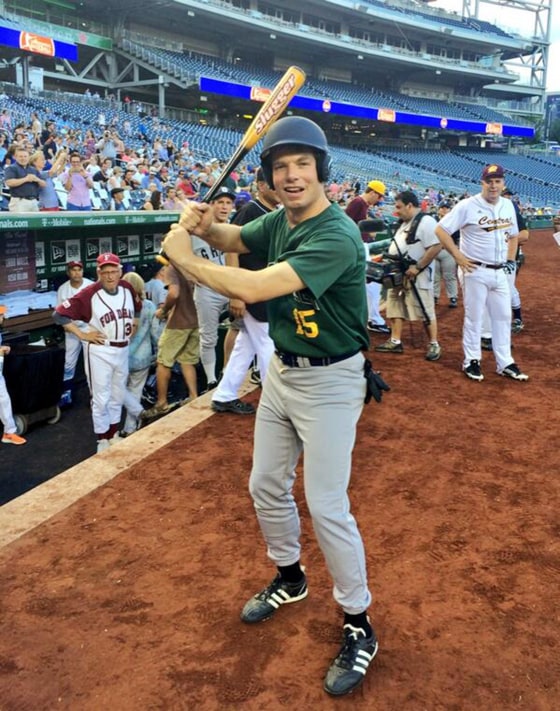 Image: Rep. Eric Swalwell at the Congressional Baseball Game for charity