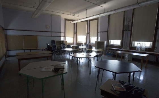 Image: A sixth grade classroom sits empty on June 19, 2013, in Chicago, Ill.