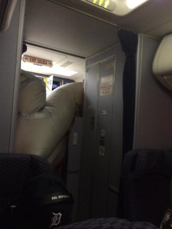 Image: Passenger Taylor Martinez posted a picture of the slide after it deployed accidentally mid-flight.