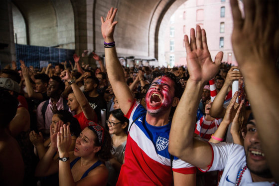 Image: Soccer fans watch U.S.-Belgium World Cup match