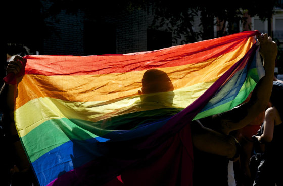 A reveler takes part in the Gay Pride Parade.