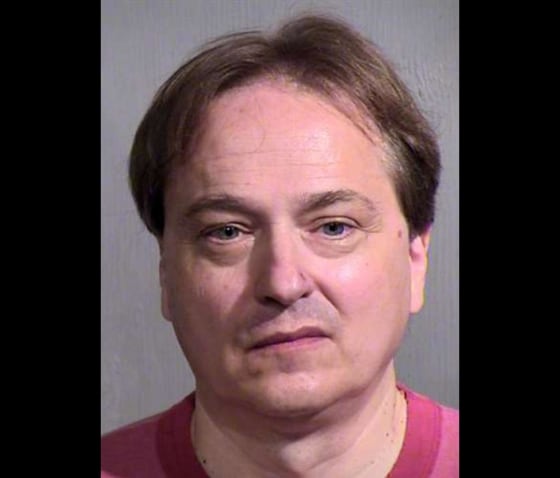Peter Steinmetz was arrested on suspicion of pointing a rifle toward a woman and her 17-year-old daughter inside a busy Phoenix airport terminal.