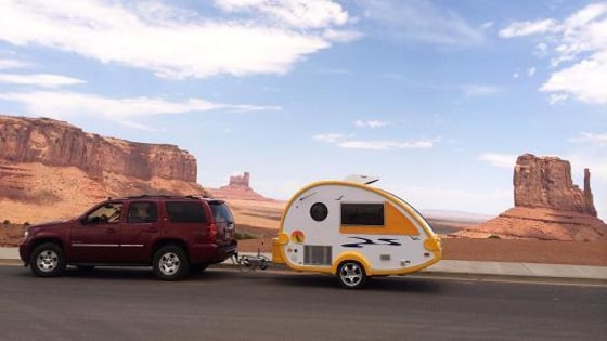 Image: Richard Eiswerth and his wife, Susan, moved from tent camping to RVing with a retro-style T@B teardrop camper travel trailer.