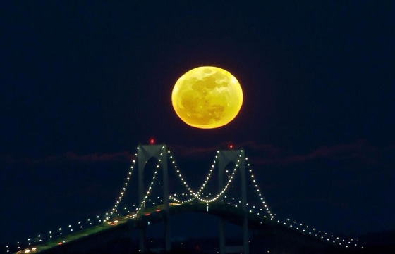 Supermoon seen on Aug. 10 in Newport, R.I.