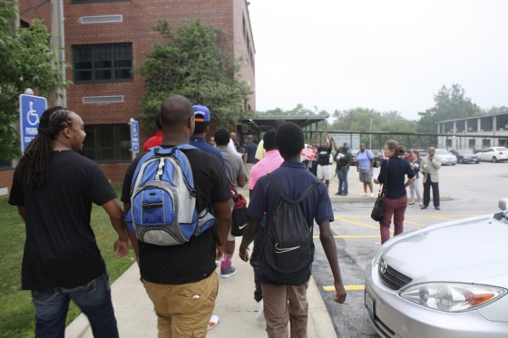 Image: Students return to Normandy High School, the school from which Michael Brown graduated.