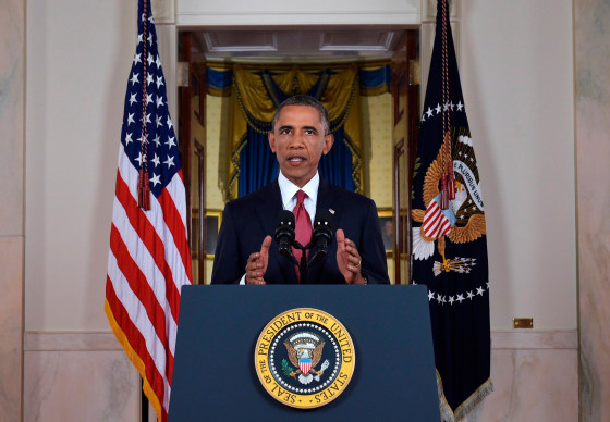 Image: U.S. President Obama delivers a live televised address to the nation on his plans for military action against the Islamic State, from the Cross Hall of the White House in Washington