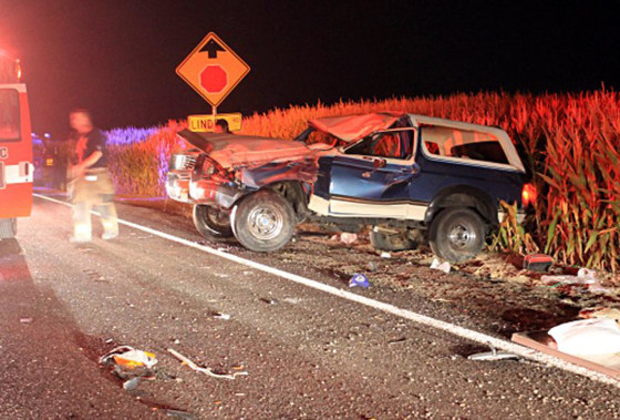 Image: A Ford Bronco after it crashed with five teenagers aboard