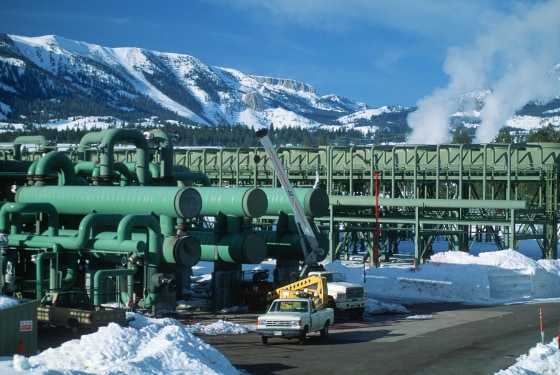 Geothermal power plant in winter, Mammoth Lakes, CA
