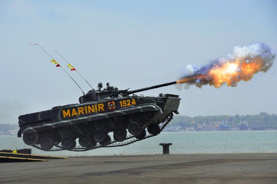 Image: A Tank Firing Mid-Jump