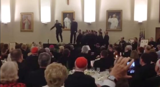 American priests tap dance at the North American College, the elite American seminary up the hill from the Vatican, in a video published on YouTube.