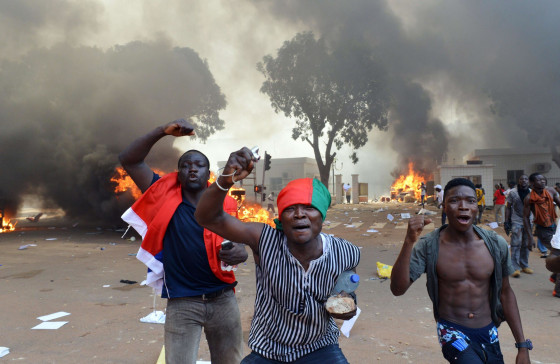 Image: Protesters in Burkina Faso on Thursday