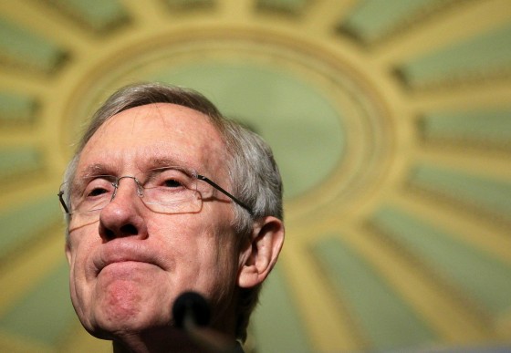 WASHINGTON, DC - DECEMBER 08: U.S. Majority Leader Sen. Harry Reid (D-NV) speaks to the media after a Senate Democratic caucus meeting on Capitol Hill December 8, 2010 in Washington, DC. Reid discussed the agenda for the rest of the lame-duck 111th Congress. (Photo by Alex Wong/Getty Images)