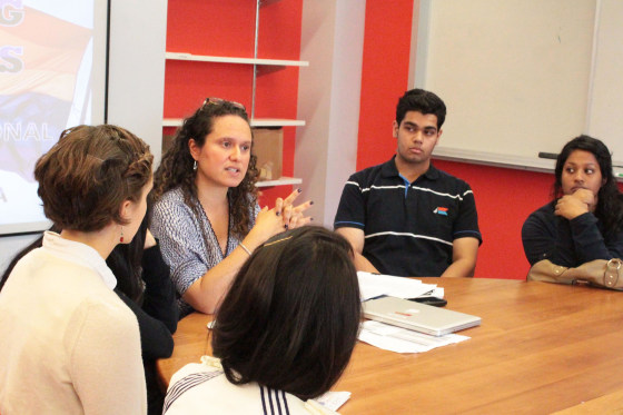 Ileana Jimenez, or Feminist Teacher as she calls herself, is seen here teaching a class at LREI School in New York City.