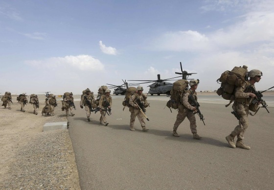 Image: U.S. Marines prepare to depart upon the end of operations for Marines and British combat troops in Helmand