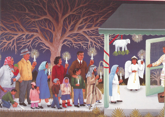"Las Posadas" from the book “Family Pictures/Cuadros de familia” by Carmen Lomas Garza, published by Lee & Low Books.
