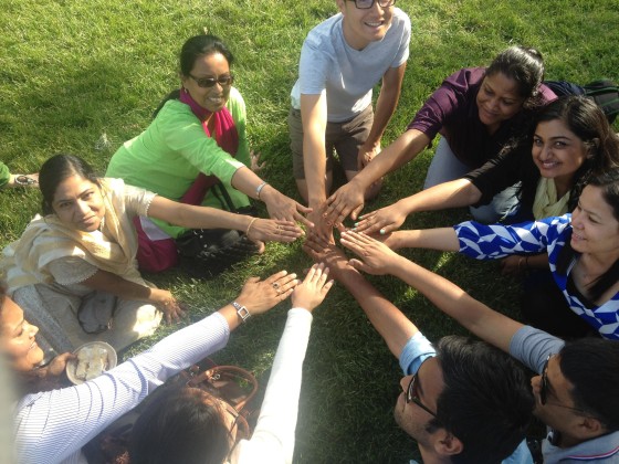 Lending Circle participants meeting with staff of Chhaya CDC and Mission Asset Fund in Jackson Heights, NY.