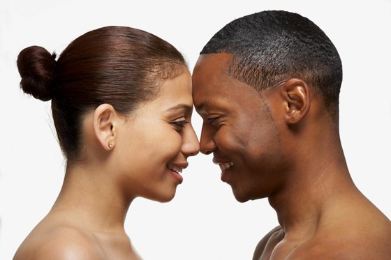 African American couple touching noses