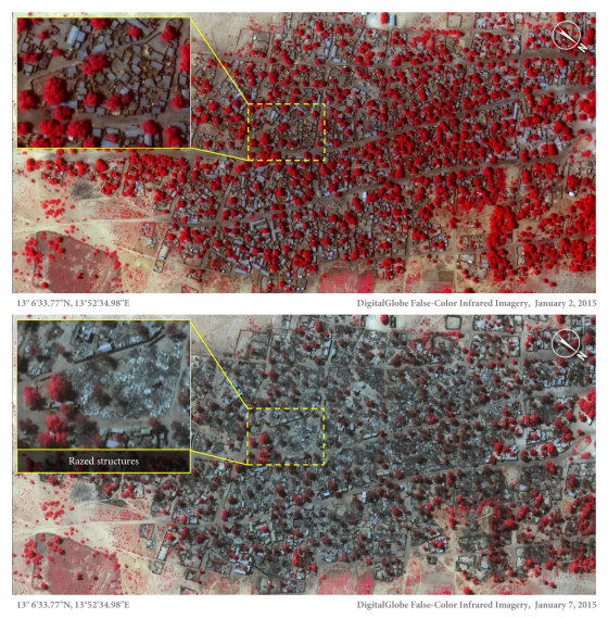 Doro Baga Satellite view on 2 Jan 2015 and 7 Jan 2015