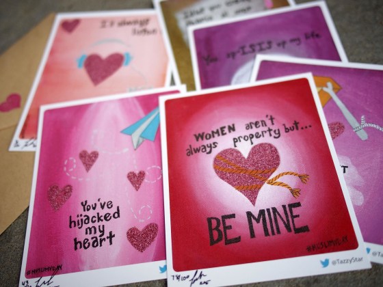A sampling of Taz Ahmed's \"Muslim VDay\" cards.