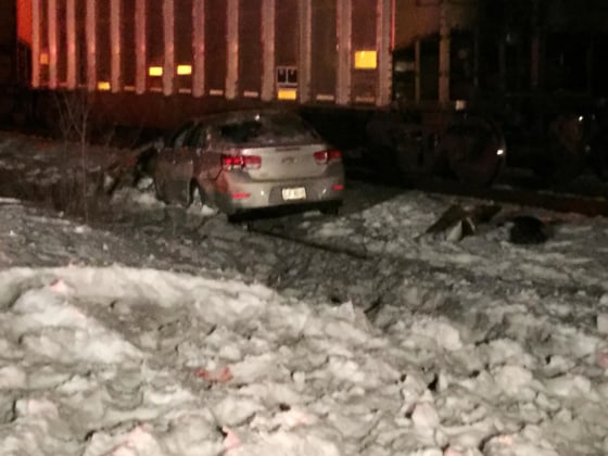 Image: Two people are dead after a car was hit by two trains in Lorain County.