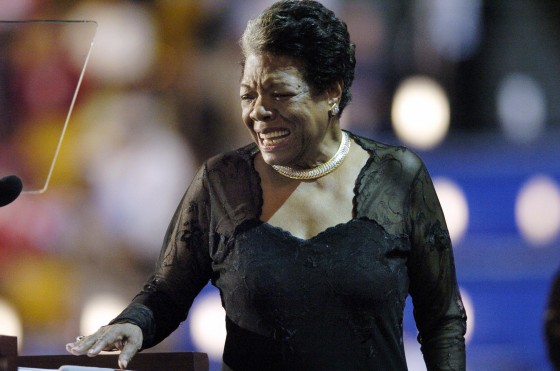 BOSTON, United States: Poet and activist Maya Angelou addresses the Democratic National Convention 27 July, 2004, in Boston, Massachusetts. AFP PHOTO/STAN HONDA (Photo credit should read HECTOR MATA/AFP/Getty Images)